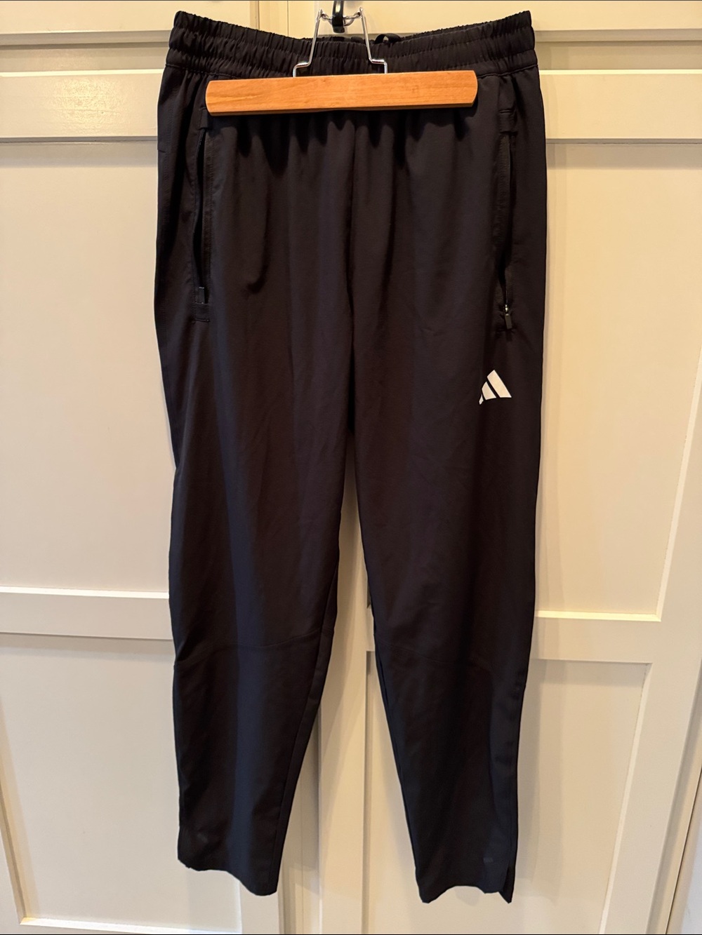 adidas AEROREADY Black Warmup Pants with White Logo